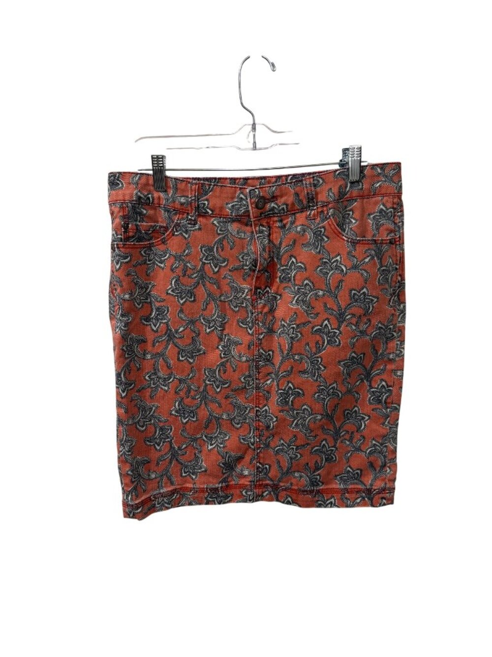 Floral-Patterned Red Denim Pencil Skirt By Pilcro & The Letterpress Womens Size
